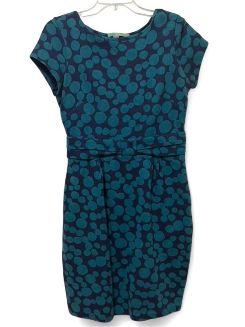 BODEN Ponte Knit Blue Polka Dot Dress
Size US 8-2010's-Office-Siren-Boat Neck - Picture 2 of 9